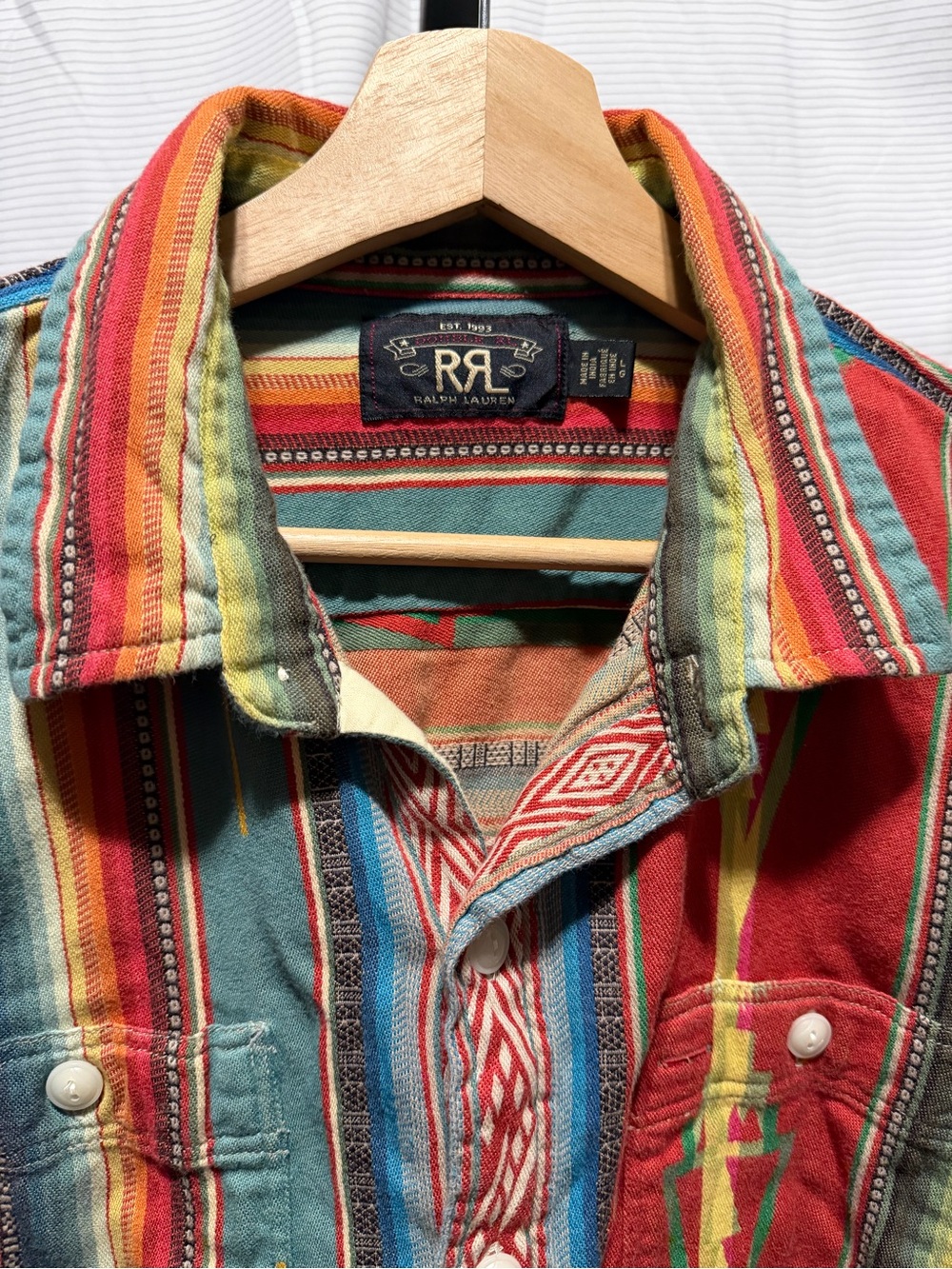 RRL Jacquard Workshirt Red Southwestern Size Large - Picture 3 of 11